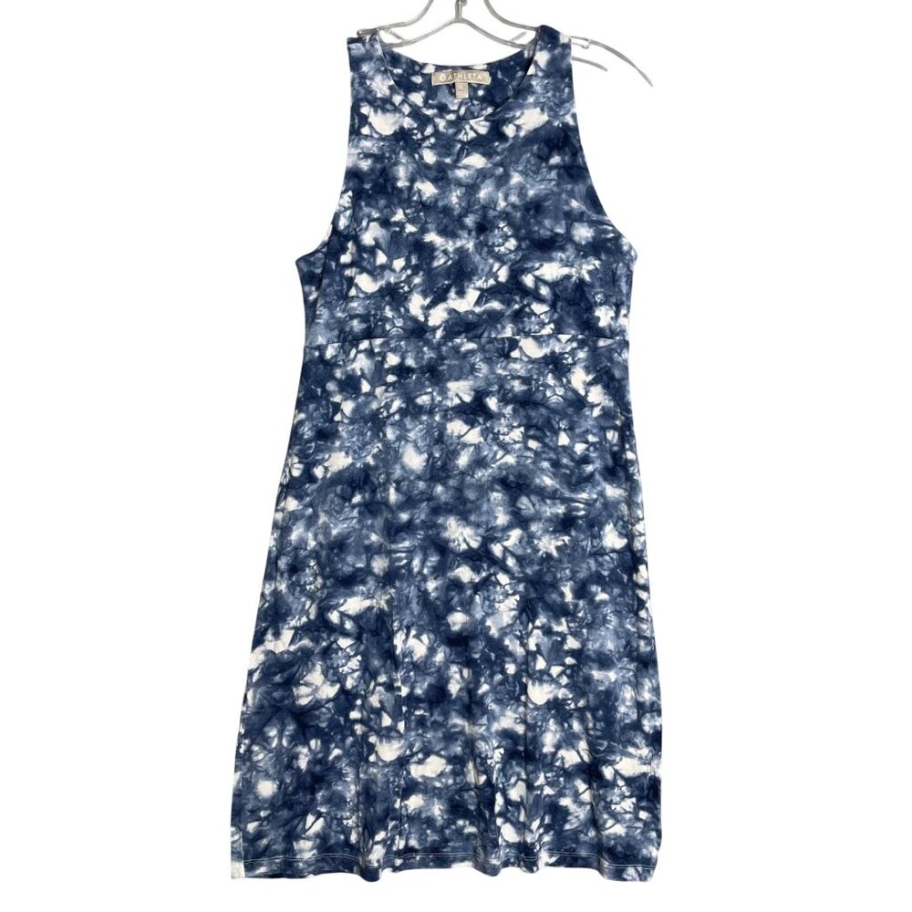 Athleta Santorini Printed High Neck Dress Blue‎ Womens S Athletic Athleisure